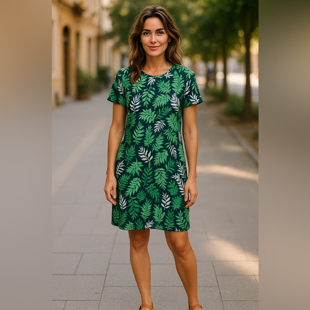 NWT Mary Square A-Line Havana SMALL Tropical Themed Knee Length Dress